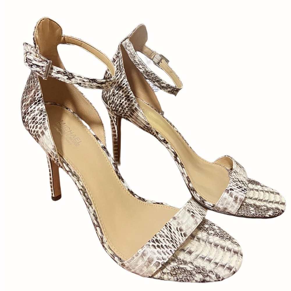 Michael Kors Beige Snakeskin 4in Heels - Size 8